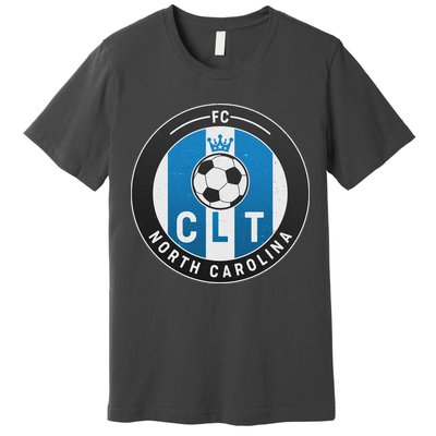 Distressed Charlotte North Carolina CLT Soccer Jersey Premium T-Shirt