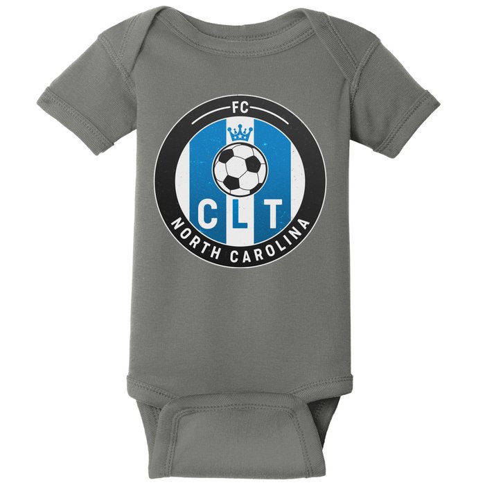 Distressed Charlotte North Carolina CLT Soccer Jersey Baby Bodysuit