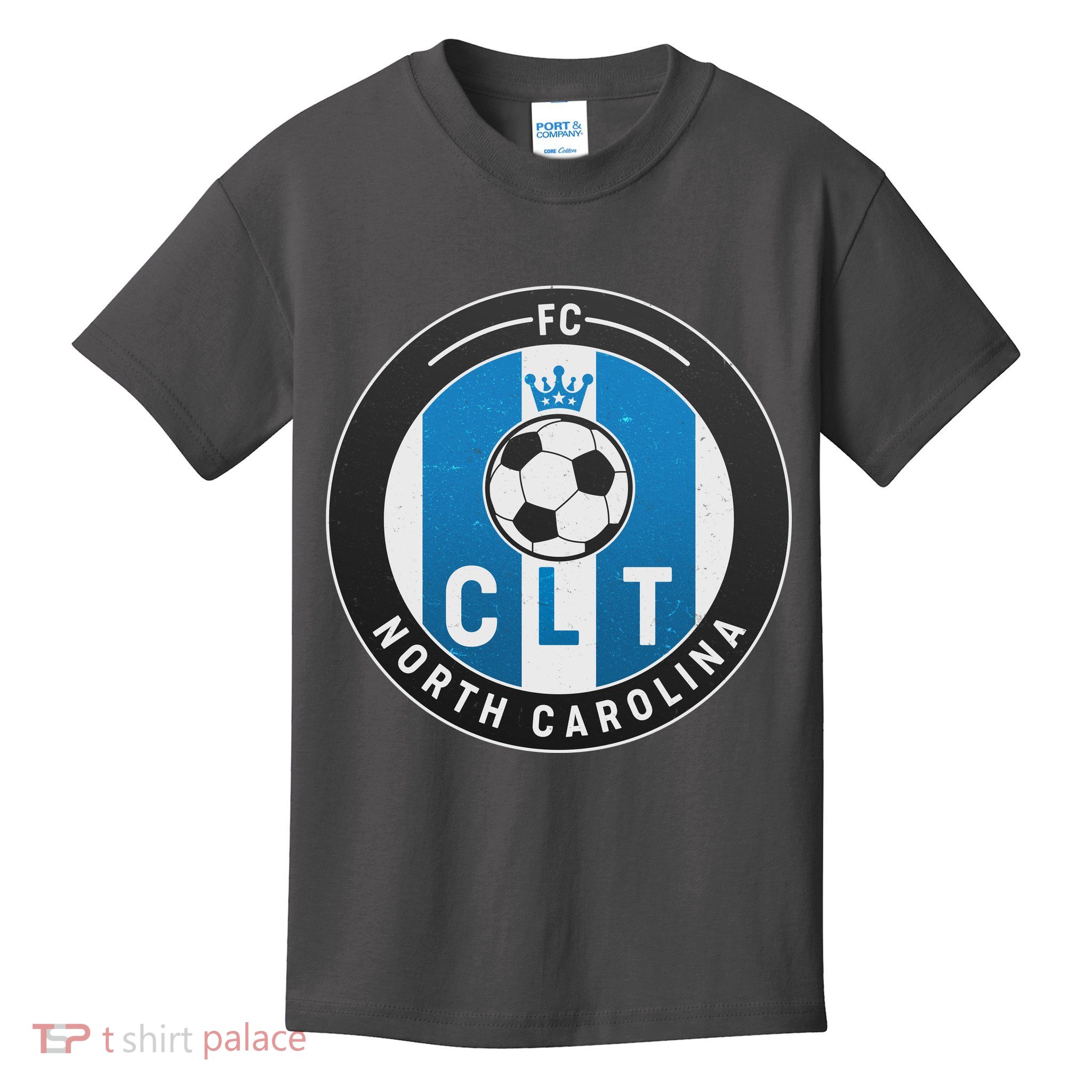 Distressed Charlotte North Carolina CLT Soccer Jersey Kids T-Shirt