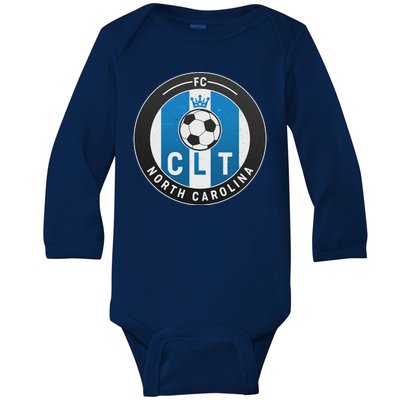 Distressed Charlotte North Carolina CLT Soccer Jersey Baby Long Sleeve Bodysuit