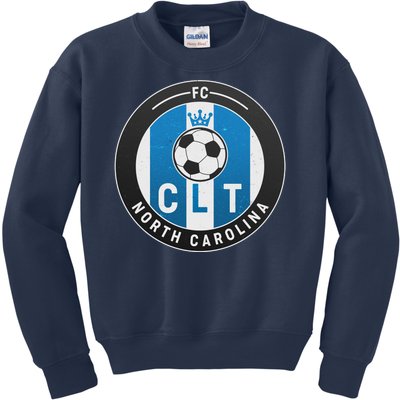 Distressed Charlotte North Carolina CLT Soccer Jersey Kids Sweatshirt