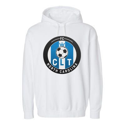 Distressed Charlotte North Carolina CLT Soccer Jersey Garment-Dyed Fleece Hoodie