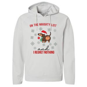 Dachshund Christmas Naughty List Weenie Dog Owener Gift Funny Gift Performance Fleece Hoodie