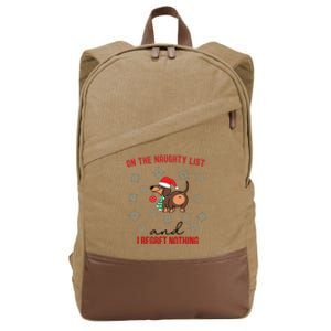 Dachshund Christmas Naughty List Weenie Dog Owener Gift Funny Gift Cotton Canvas Backpack