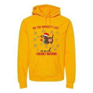 Dachshund Christmas Naughty List Weenie Dog Owener Gift Funny Gift Premium Hoodie