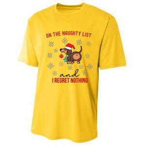 Dachshund Christmas Naughty List Weenie Dog Owener Gift Funny Gift Performance Sprint T-Shirt