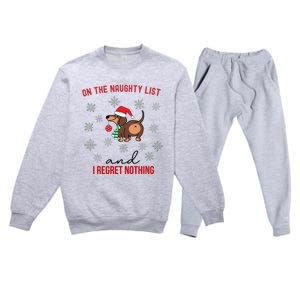 Dachshund Christmas Naughty List Weenie Dog Owener Gift Funny Gift Premium Crewneck Sweatsuit Set