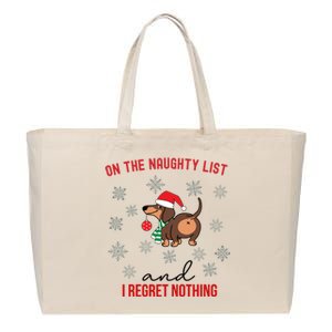 Dachshund Christmas Naughty List Weenie Dog Owener Gift Funny Gift Cotton Canvas Jumbo Tote