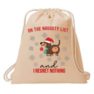 Dachshund Christmas Naughty List Weenie Dog Owener Gift Funny Gift Drawstring Bag