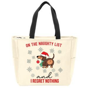 Dachshund Christmas Naughty List Weenie Dog Owener Gift Funny Gift Zip Tote Bag