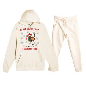 Dachshund Christmas Naughty List Weenie Dog Owener Gift Funny Gift Premium Hooded Sweatsuit Set