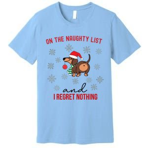 Dachshund Christmas Naughty List Weenie Dog Owener Gift Funny Gift Premium T-Shirt