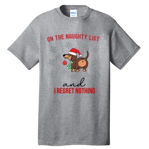 Dachshund Christmas Naughty List Weenie Dog Owener Gift Funny Gift Tall T-Shirt