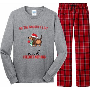 Dachshund Christmas Naughty List Weenie Dog Owener Gift Funny Gift Long Sleeve Pajama Set