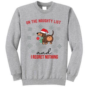 Dachshund Christmas Naughty List Weenie Dog Owener Gift Funny Gift Tall Sweatshirt