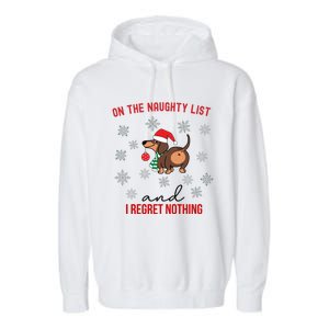 Dachshund Christmas Naughty List Weenie Dog Owener Gift Funny Gift Garment-Dyed Fleece Hoodie