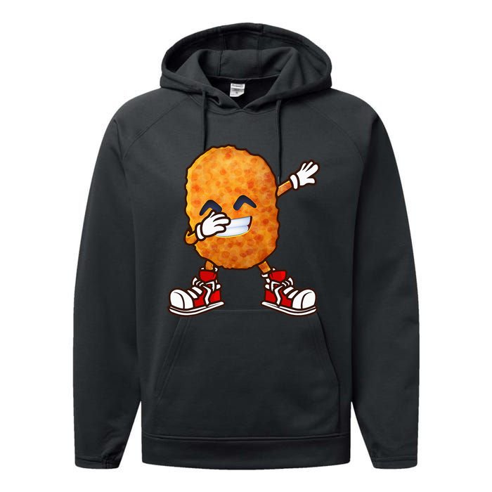 Dabbing Chicken Nuggets Design Performance Fleece Hoodie