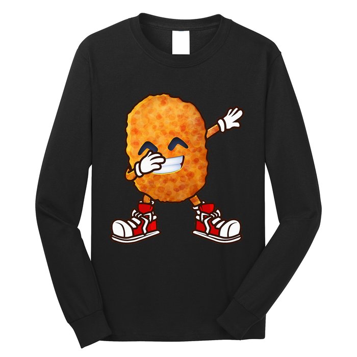 Dabbing Chicken Nuggets Design Long Sleeve Shirt