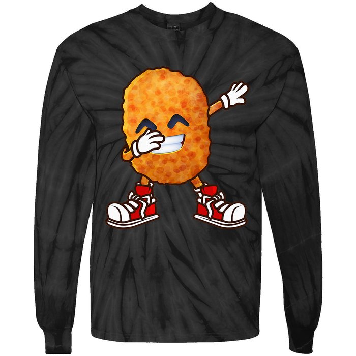 Dabbing Chicken Nuggets Design Tie-Dye Long Sleeve Shirt