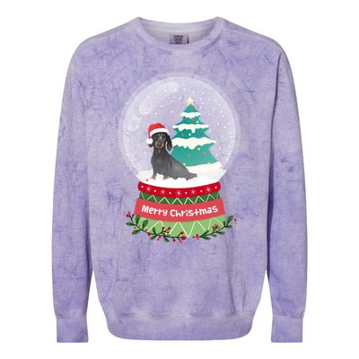 Dachshund Christmas Ornats Crystal Ball Snowy Xmas Tree Meaningful Gift Colorblast Crewneck Sweatshirt