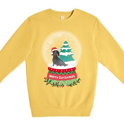 Dachshund Christmas Ornats Crystal Ball Snowy Xmas Tree Meaningful Gift Premium Crewneck Sweatshirt