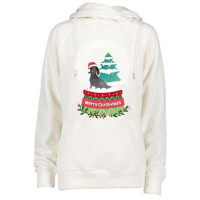 Dachshund Christmas Ornats Crystal Ball Snowy Xmas Tree Meaningful Gift Womens Funnel Neck Pullover Hood