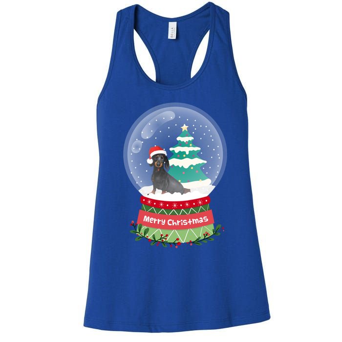 Dachshund Christmas Ornats Crystal Ball Snowy Xmas Tree Meaningful Gift Women's Racerback Tank