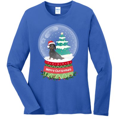 Dachshund Christmas Ornats Crystal Ball Snowy Xmas Tree Meaningful Gift Ladies Long Sleeve Shirt