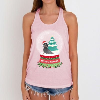 Dachshund Christmas Ornats Crystal Ball Snowy Xmas Tree Meaningful Gift Women's Knotted Racerback Tank