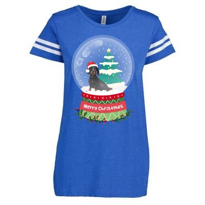 Dachshund Christmas Ornats Crystal Ball Snowy Xmas Tree Meaningful Gift Enza Ladies Jersey Football T-Shirt