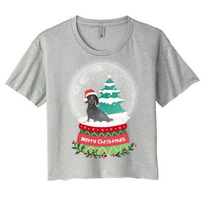 Dachshund Christmas Ornats Crystal Ball Snowy Xmas Tree Meaningful Gift Women's Crop Top Tee