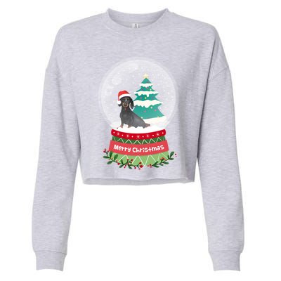 Dachshund Christmas Ornats Crystal Ball Snowy Xmas Tree Meaningful Gift Cropped Pullover Crew