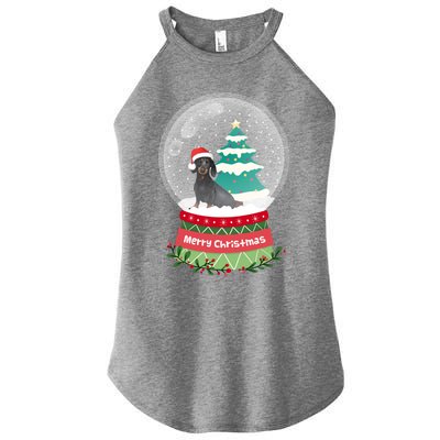 Dachshund Christmas Ornats Crystal Ball Snowy Xmas Tree Meaningful Gift Women's Perfect Tri Rocker Tank