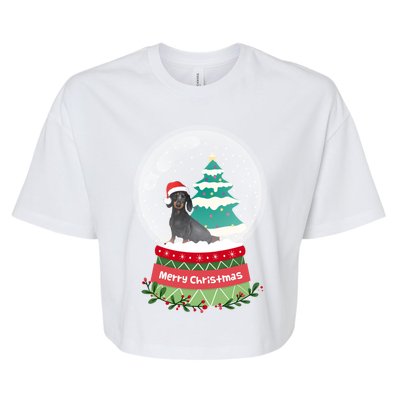 Dachshund Christmas Ornats Crystal Ball Snowy Xmas Tree Meaningful Gift Bella+Canvas Jersey Crop Tee