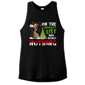 Donkey Christmas On The Naughty List And I Regret Nothing Ladies PosiCharge Tri-Blend Wicking Tank