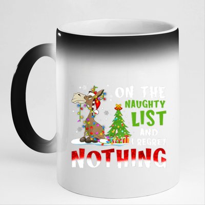 Donkey Christmas On The Naughty List And I Regret Nothing 11oz Black Color Changing Mug