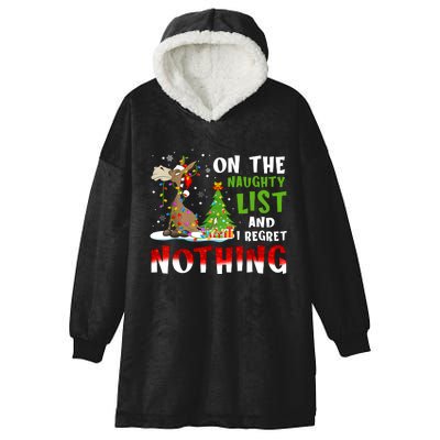 Donkey Christmas On The Naughty List And I Regret Nothing Hooded Wearable Blanket