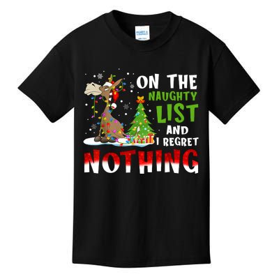 Donkey Christmas On The Naughty List And I Regret Nothing Kids T-Shirt