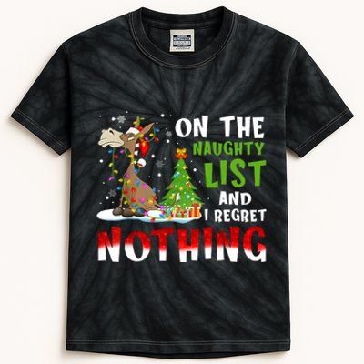 Donkey Christmas On The Naughty List And I Regret Nothing Kids Tie-Dye T-Shirt