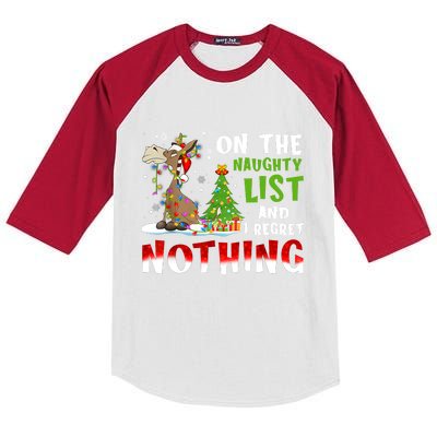 Donkey Christmas On The Naughty List And I Regret Nothing Kids Colorblock Raglan Jersey