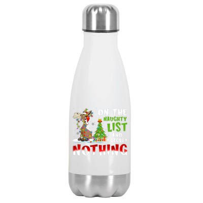 Donkey Christmas On The Naughty List And I Regret Nothing Stainless Steel Insulated Water Bottle