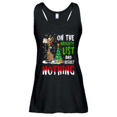 Donkey Christmas On The Naughty List And I Regret Nothing Ladies Essential Flowy Tank