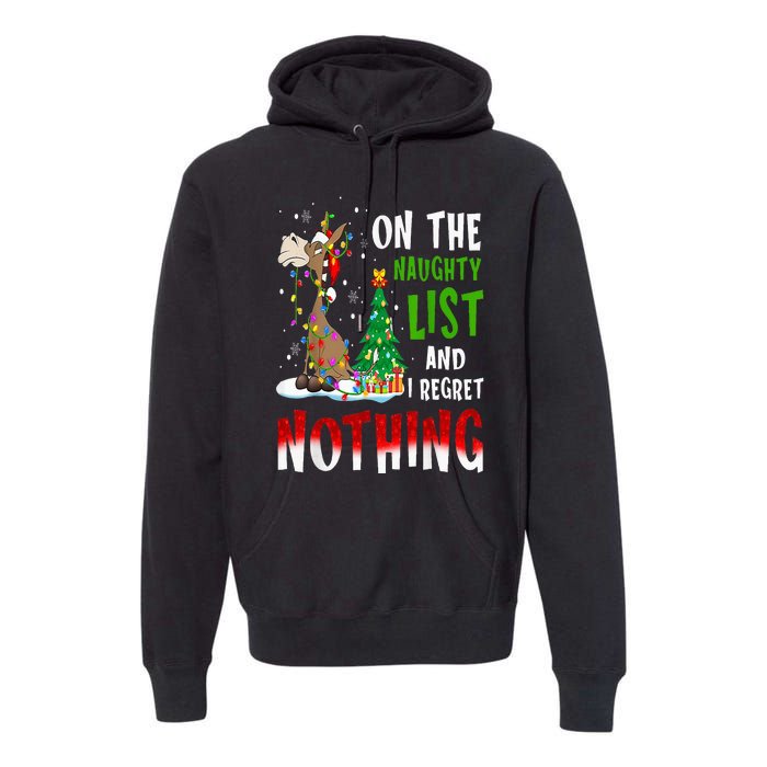 Donkey Christmas On The Naughty List And I Regret Nothing Premium Hoodie