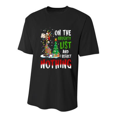 Donkey Christmas On The Naughty List And I Regret Nothing Youth Performance Sprint T-Shirt