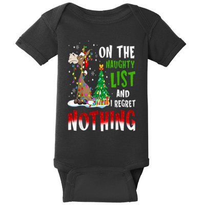 Donkey Christmas On The Naughty List And I Regret Nothing Baby Bodysuit