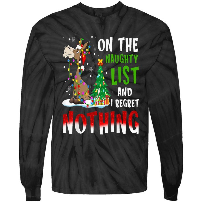 Donkey Christmas On The Naughty List And I Regret Nothing Tie-Dye Long Sleeve Shirt