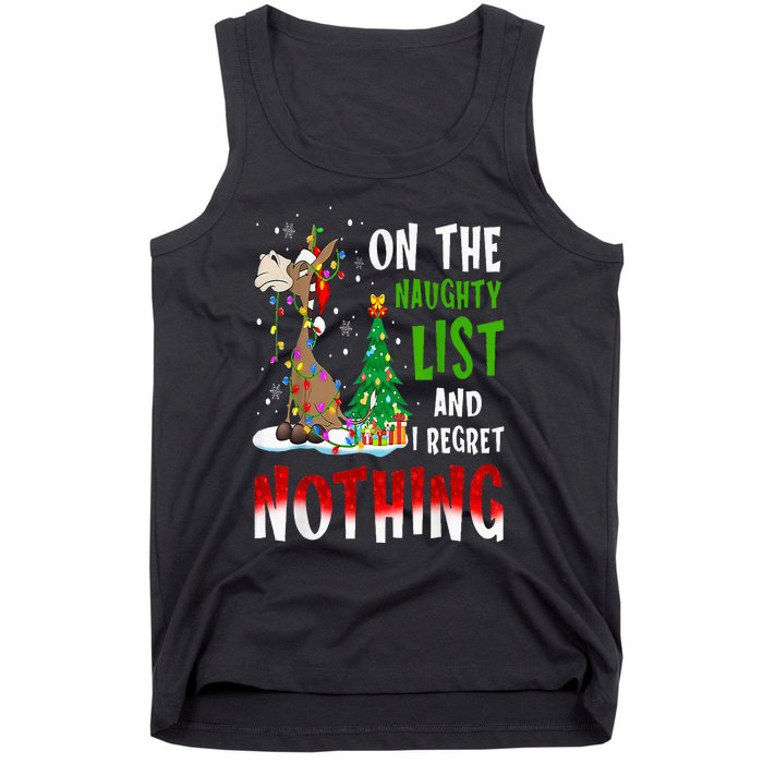 Donkey Christmas On The Naughty List And I Regret Nothing Tank Top