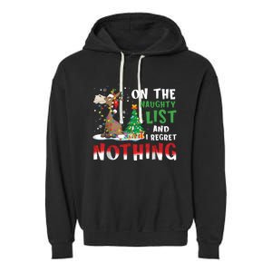 Donkey Christmas On The Naughty List And I Regret Nothing Christmas Garment-Dyed Fleece Hoodie