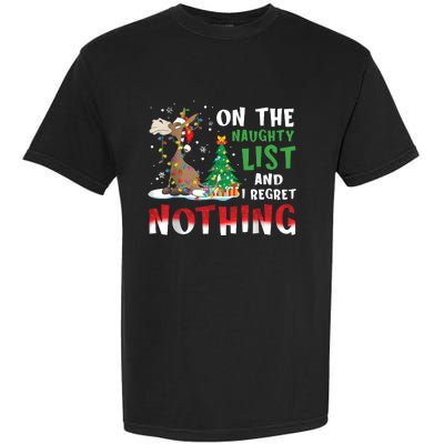 Donkey Christmas On The Naughty List And I Regret Nothing Christmas Garment-Dyed Heavyweight T-Shirt