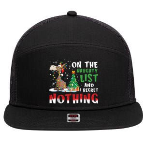 Donkey Christmas On The Naughty List And I Regret Nothing Christmas 7 Panel Mesh Trucker Snapback Hat